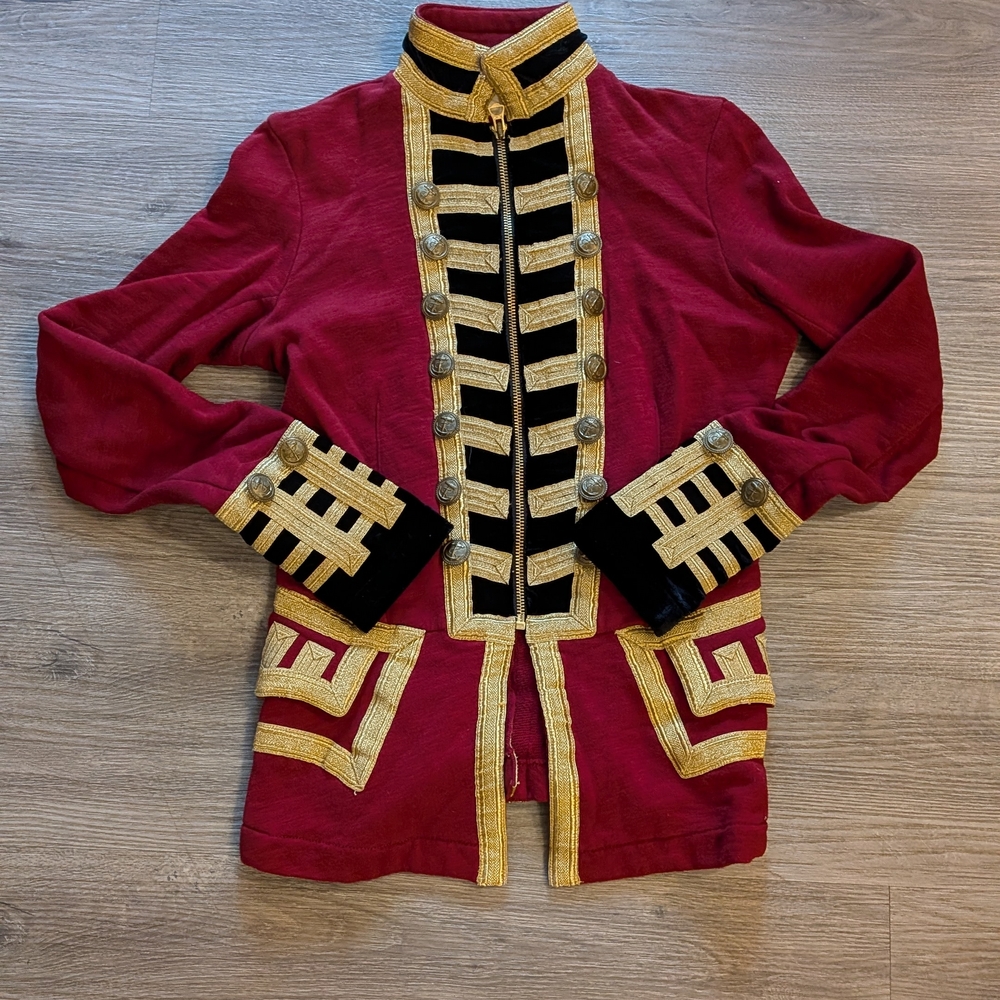 Denim & Supply Ralph Lauren Red Military Jacket with Gold Trim